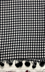 The Amritsar Store black and white check wool scarf with classic plaid pattern and soft winter weave