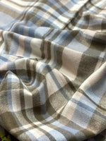 Blue Beige Plaid Wool Scarf for Women – Soft Winter Scarf with Tassels | The Amritsar Store - The Amritsar Store