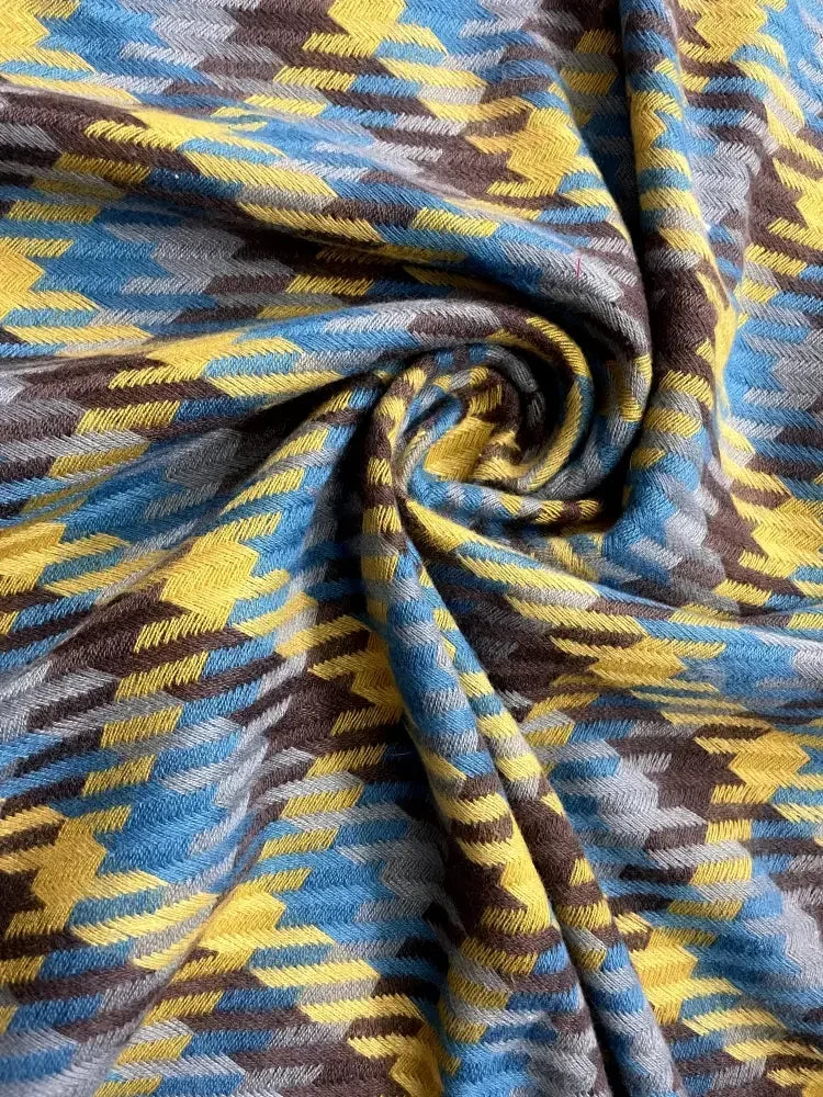 Blue Mustard Checked Wool Scarf for Women – Soft Winter Scarf | The Amritsar Store - The Amritsar Store