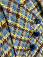 Blue Mustard Checked Wool Scarf for Women – Soft Winter Scarf | The Amritsar Store - The Amritsar Store