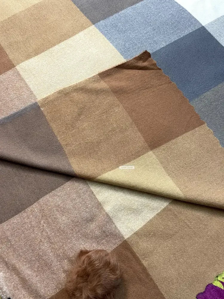 Brown Beige Grey Checked Wool Scarf for Women – Soft Winter Scarf | The Amritsar Store - The Amritsar Store