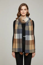Brown Beige Grey Checked Wool Scarf for Women – Soft Winter Scarf | The Amritsar Store - The Amritsar Store