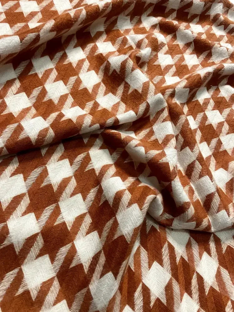 Brown & White Geometric Pattern Scarf for Men & Women | The Amritsar Store - The Amritsar Store