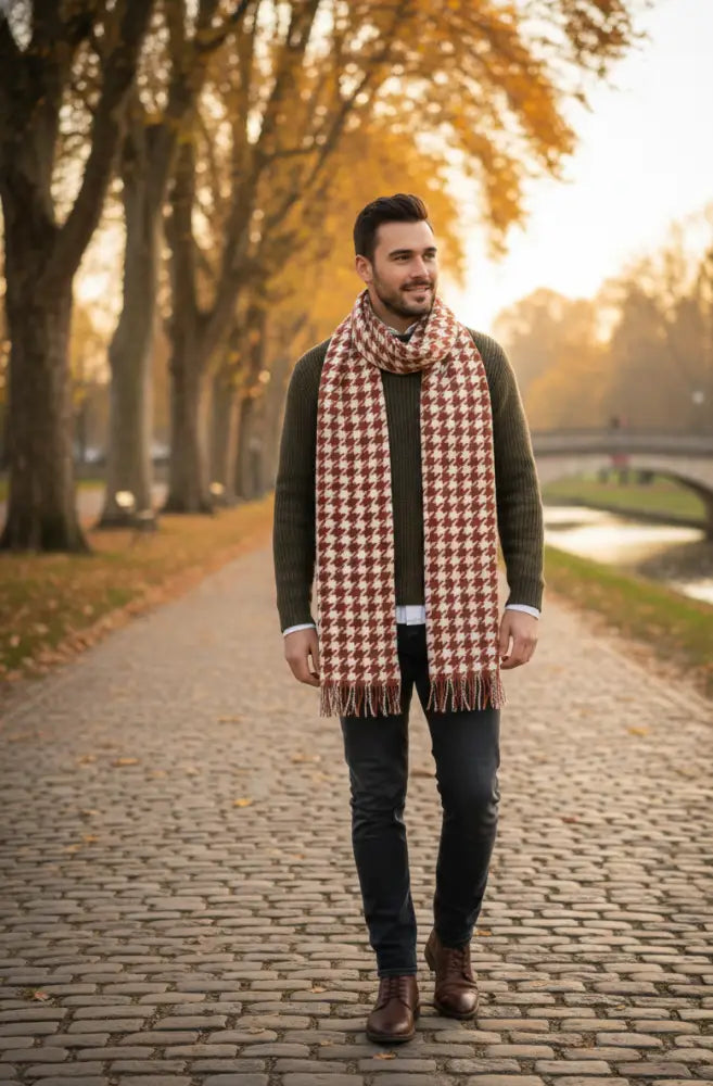 The Amritsar Store Brown & White Patterned Scarf scarf