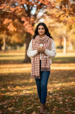 The Amritsar Store Brown & White Patterned Scarf scarf