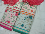 The Amritsar Store Chanderi Embroidered Unstitched Suit with Dupatta for Women, Traditional Punjabi Ethnic Wear Suit Set