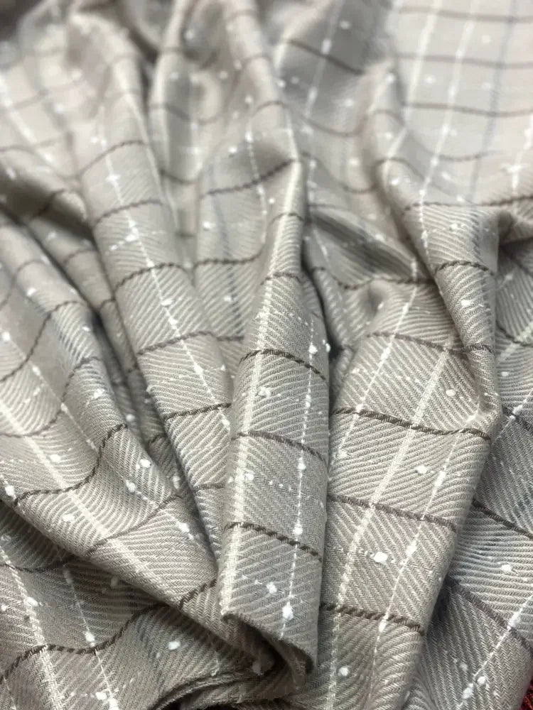 Beige White Checked Wool Scarf for Women – Soft Winter Scarf | The Amritsar Store - The Amritsar Store