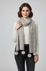 Beige White Checked Wool Scarf for Women – Soft Winter Scarf | The Amritsar Store - The Amritsar Store