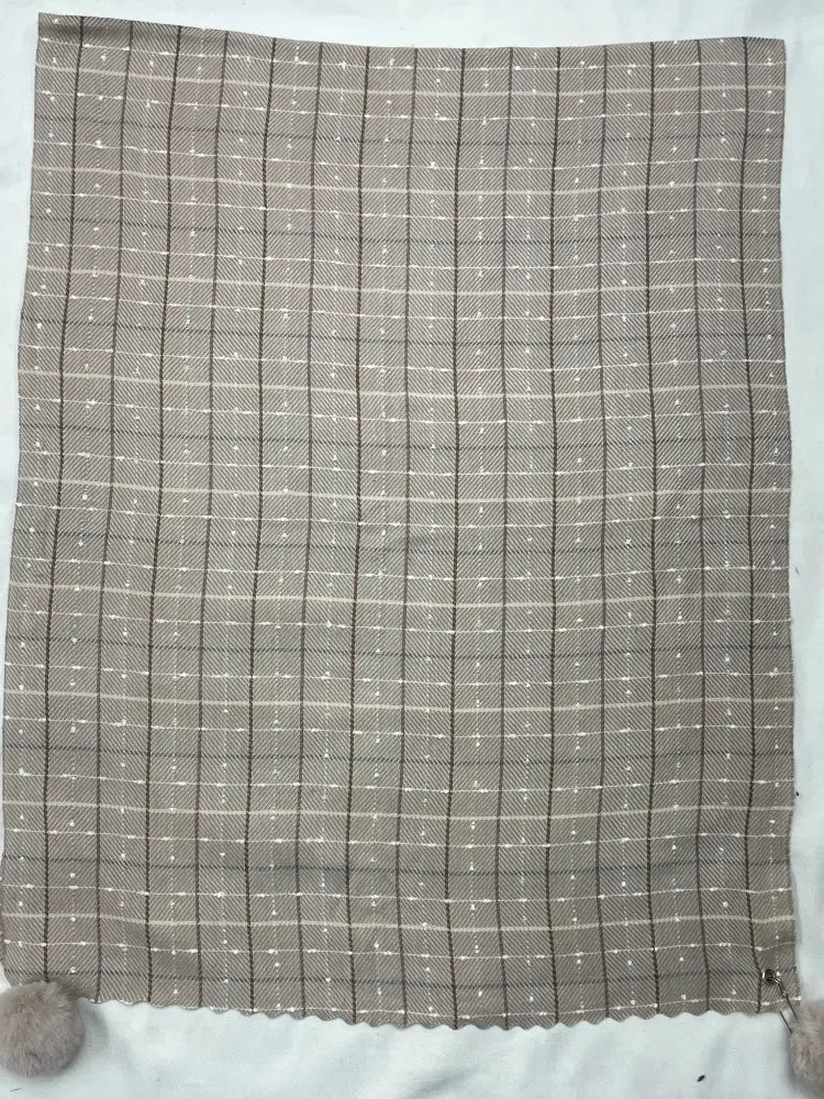 Beige White Checked Wool Scarf for Women – Soft Winter Scarf | The Amritsar Store - The Amritsar Store