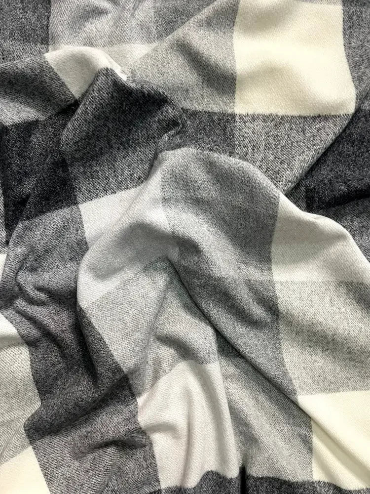 Black White Checked Wool Scarf – Soft Winter Scarf for Men & Women | The Amritsar Store - The Amritsar Store