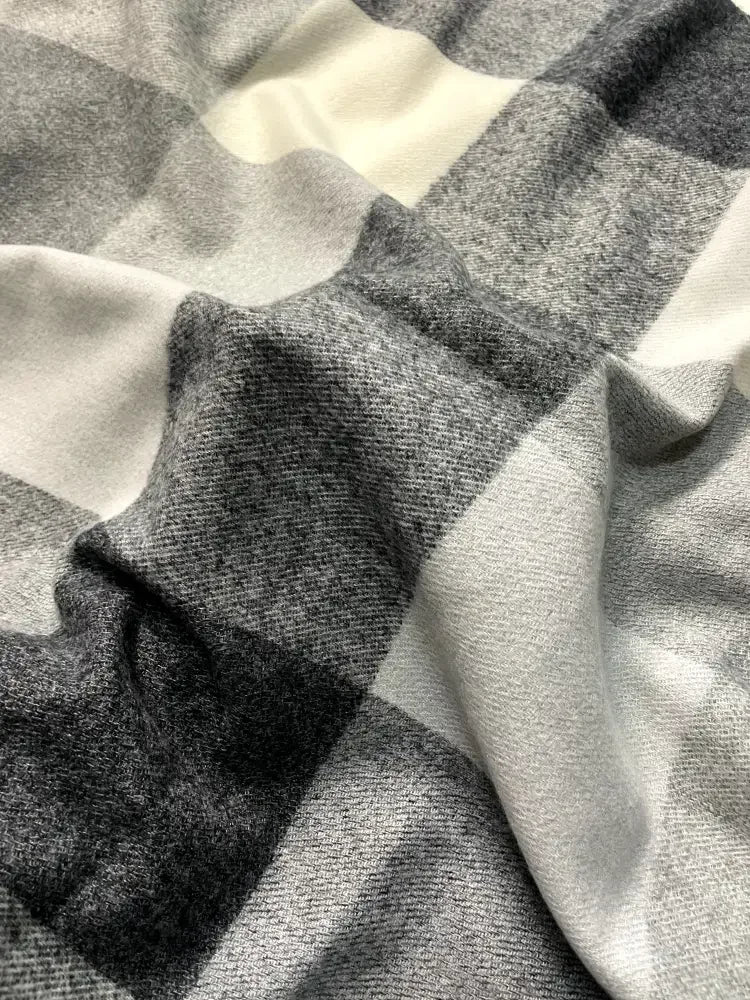 Black White Checked Wool Scarf – Soft Winter Scarf for Men & Women | The Amritsar Store - The Amritsar Store