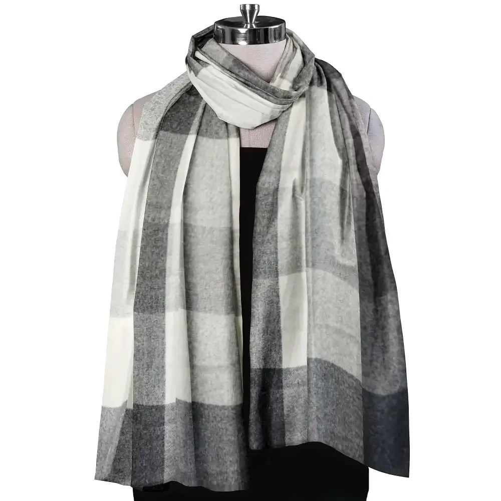 Black White Checked Wool Scarf – Soft Winter Scarf for Men & Women | The Amritsar Store - The Amritsar Store