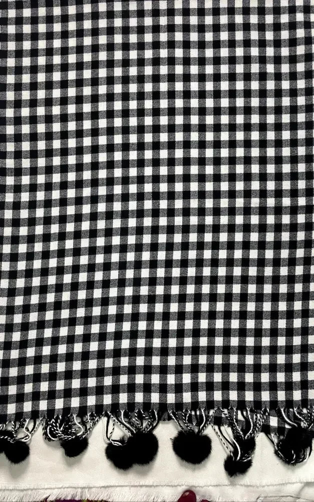 Black White Checked Wool Scarf for Women – Soft Winter Scarf | The Amritsar Store - The Amritsar Store