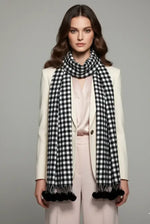 Black White Checked Wool Scarf for Women – Soft Winter Scarf | The Amritsar Store - The Amritsar Store