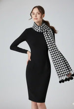 Black White Checked Wool Scarf for Women – Soft Winter Scarf | The Amritsar Store - The Amritsar Store