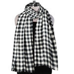 Black White Checked Wool Scarf for Women – Soft Winter Scarf | The Amritsar Store - The Amritsar Store