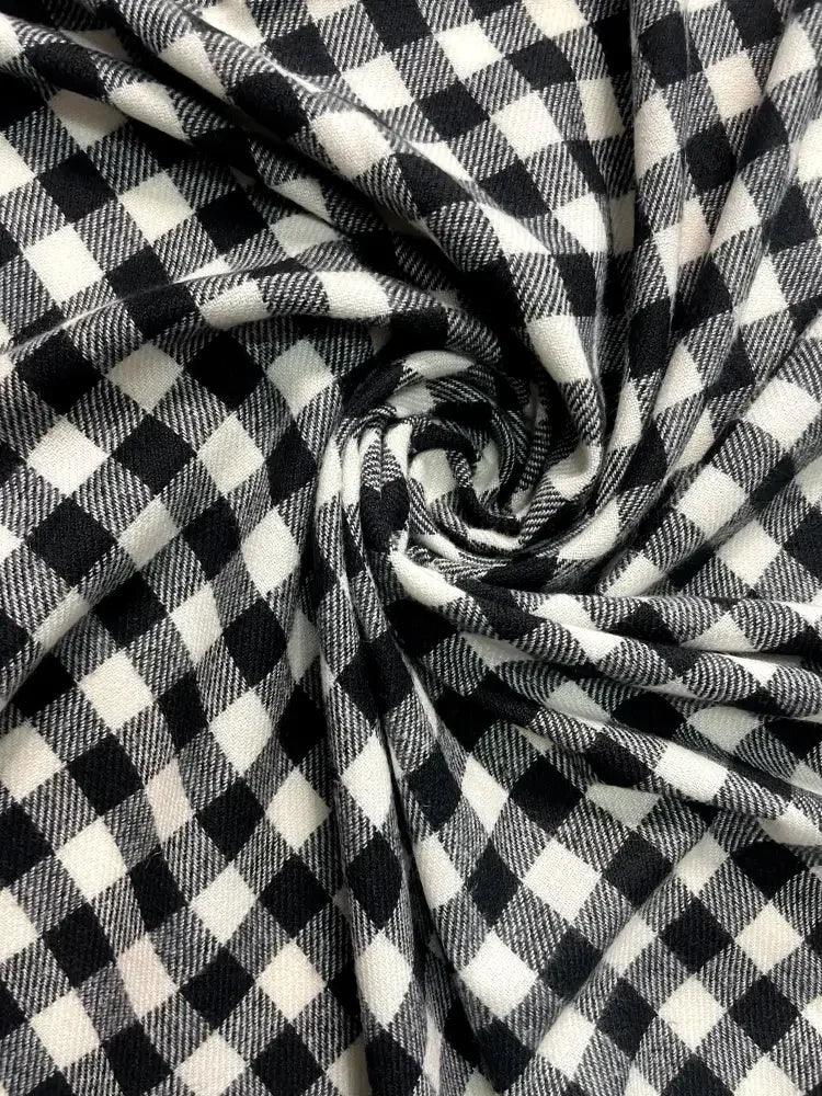 Black White Checked Wool Scarf for Women – Soft Winter Scarf | The Amritsar Store - The Amritsar Store