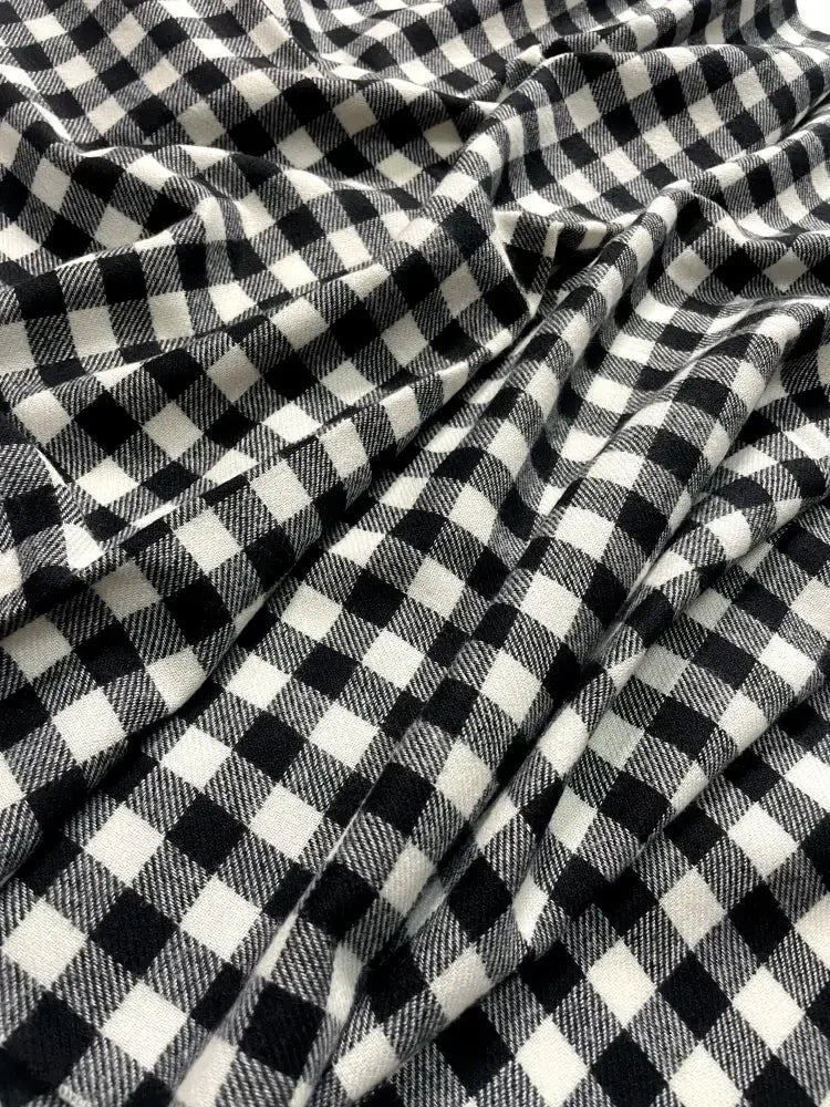 Black White Checked Wool Scarf for Women – Soft Winter Scarf | The Amritsar Store - The Amritsar Store
