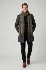 Green Rust Beige Checked Wool Scarf – Soft Winter Scarf Unisex | The Amritsar Store - The Amritsar Store