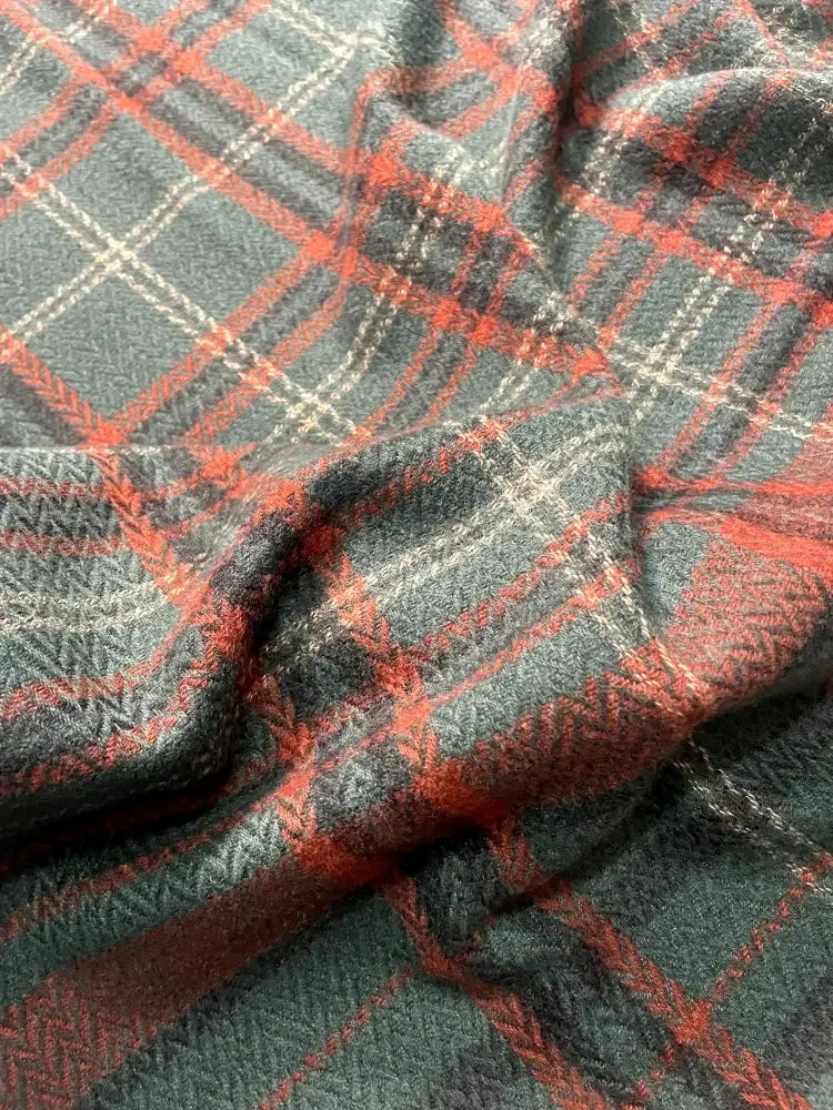 Green Rust Beige Checked Wool Scarf – Soft Winter Scarf Unisex | The Amritsar Store - The Amritsar Store