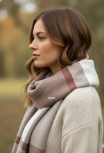 Taupe Ivory Checked Wool Scarf – Soft Winter Scarf for Men & Women | The Amritsar Store - The Amritsar Store