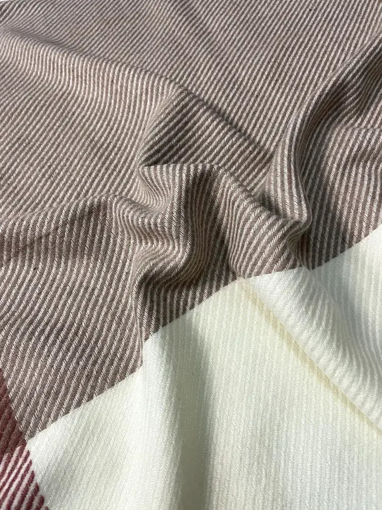 Taupe Ivory Checked Wool Scarf – Soft Winter Scarf for Men & Women | The Amritsar Store - The Amritsar Store