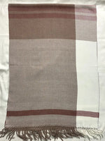 The Amritsar Store Classic Taupe & Ivory Check Wool Scarf – Soft Warm Winter Scarf for Women”
