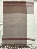 Taupe Ivory Checked Wool Scarf – Soft Winter Scarf for Men & Women | The Amritsar Store - The Amritsar Store