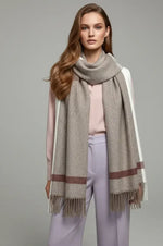 Taupe Ivory Checked Wool Scarf – Soft Winter Scarf for Men & Women | The Amritsar Store - The Amritsar Store