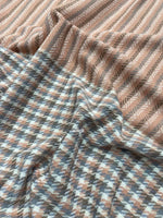 The Amritsar Store elegant reversible wool scarf featuring grey plaid design with soft pink woven accents