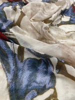 Vintage Horse Polo Print Scarf – Beige & Blue Lightweight Summer Scarf | The Amritsar Store - The Amritsar Store