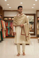 Hand embroidered Kashmiri shawl by The Amritsar Store featuring paisley embroidery on four corners, warm and lightweight design