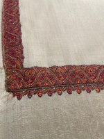 Hand embroidered Kashmiri shawl by The Amritsar Store featuring paisley embroidery on four corners, warm and lightweight design