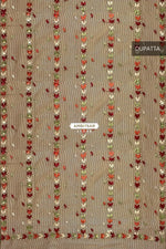 Phulkari Hand Embroidered Dupatta With Multricolor on Brown Phulkari