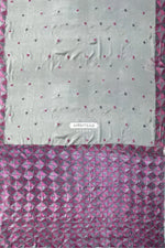 Phulkari Saree – Hand Embroidered Grey Saree with Pink Border | The Amritsar Store - The Amritsar Store
