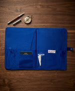 The Amritsar Store Handmade Embroidered Fabric Document File – Blue with Mirror Work - The Amritsar Store