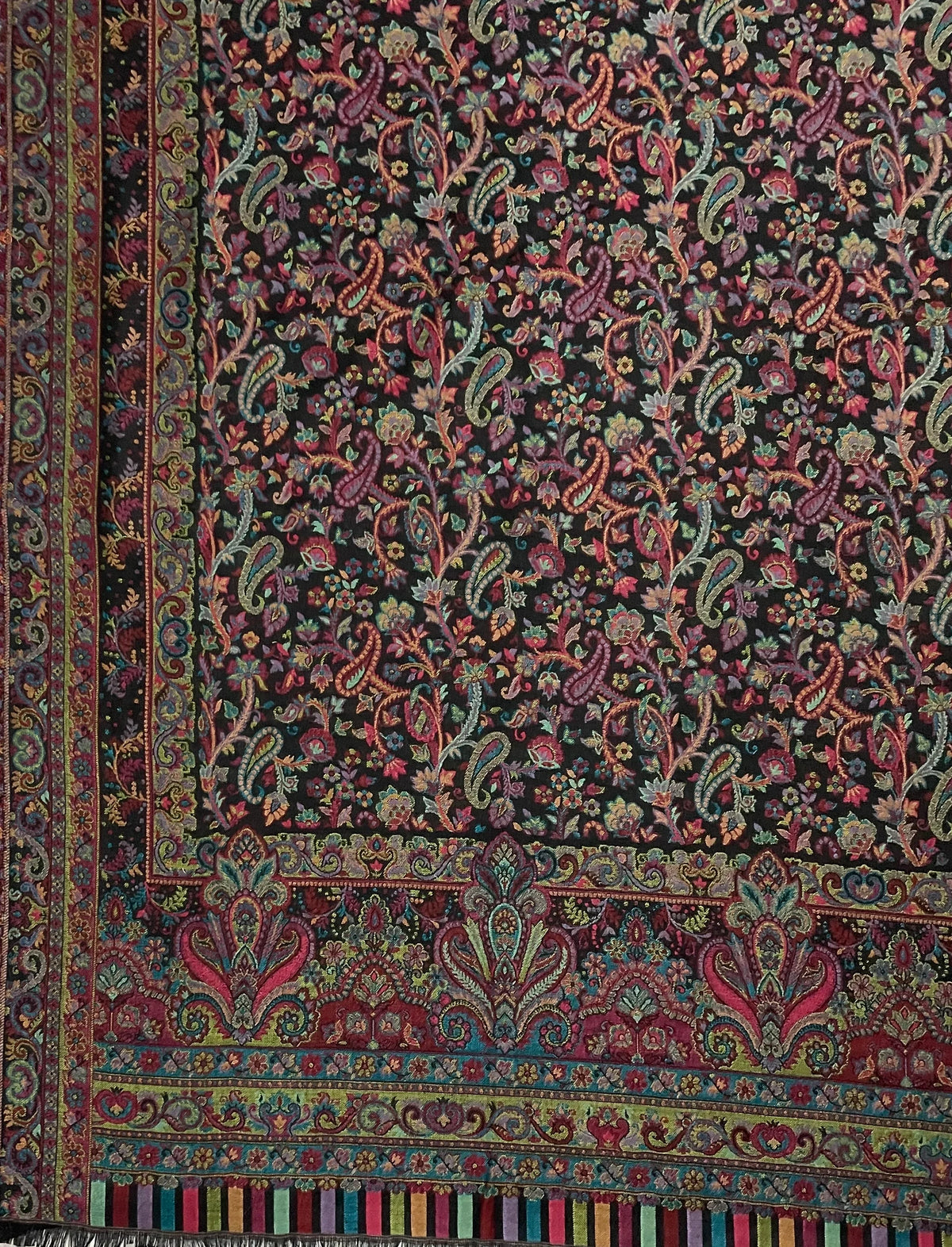 Women's Shawl Black Kashmiri Kani – Paisley & Floral Jaal Designer Wrap | The Amritsar Store - The Amritsar Store