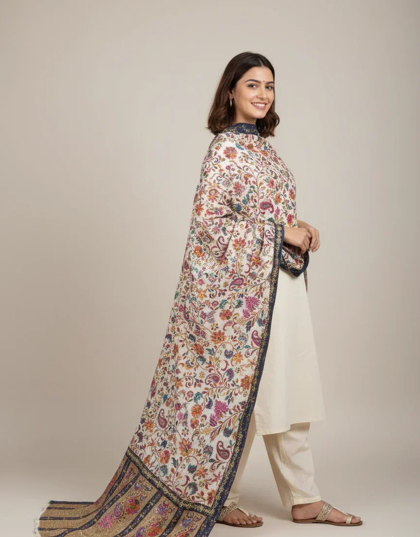 Women's Kalamkari Stole – Traditional Floral Designer Wrap | The Amritsar Store - The Amritsar Store