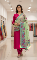 The Amritsar Store Phulkari Dupatta – Hand Embroidered with Magenta Thread on Elegant Fabric
