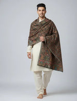 The Amritsar Store Men’s Black Kani Jaal Shawl – Multicolor Paisley & Floral Weave - The Amritsar Store