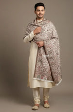 The Amritsar Store Men’s Cream Kani Jaal Shawl – Multicolor Paisley & Floral Weave - The Amritsar Store