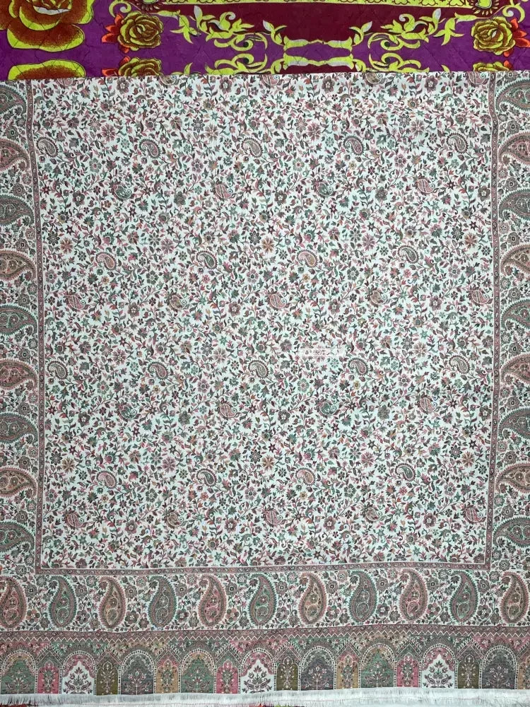 The Amritsar Store Men’s Cream Kani Jaal Shawl – Multicolor Paisley & Floral Weave - The Amritsar Store