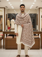 "The Amritsar Store Men's Fine Wool Kani Shawl with Intricate Paisley Pattern – Soft and Luxurious Winter Wear"
