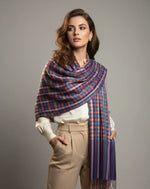 The Amritsar Store, Multicolor Bamboo Silk Scarf, Soft & Fine Quality with Check Pattern All Season - The Amritsar Store