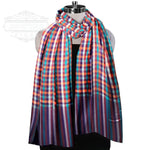 The Amritsar Store, Multicolor Bamboo Silk Scarf, Soft & Fine Quality with Check Pattern All Season - The Amritsar Store