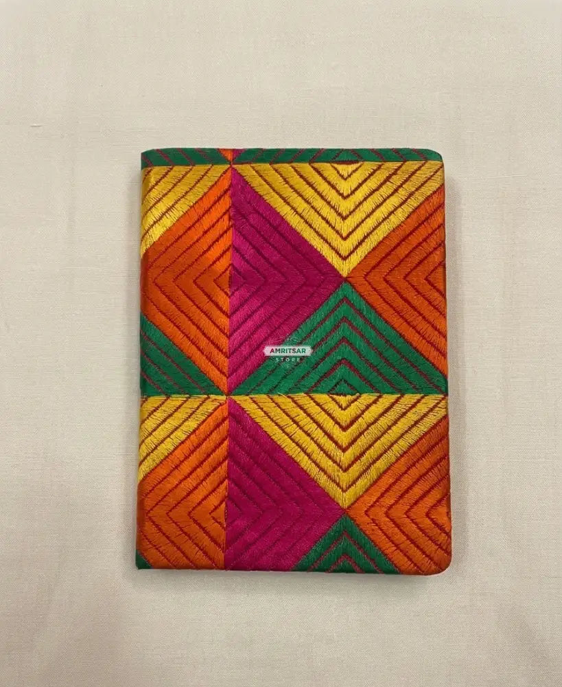 Multicolor geometric pattern handmade fabric cover diary by The Amritsar Store