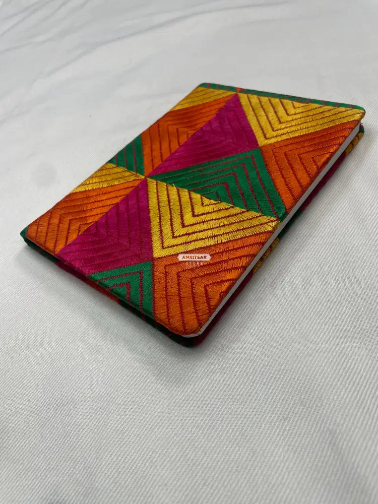 Multicolor geometric pattern handmade fabric cover diary by The Amritsar Store