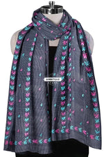 Phulkari Dupatta – Hand Embroidered Navy Blue Dupatta for Women | The Amritsar Store - The Amritsar Store