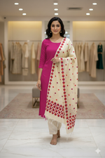 The Amritsar Store Phulkari Dupatta – Handcrafted Off-White Fabric with Vibrant Multicolor Embroidery