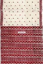 Phulkari Saree – Hand Embroidered White Saree with Maroon Embroidery | The Amritsar Store - The Amritsar Store